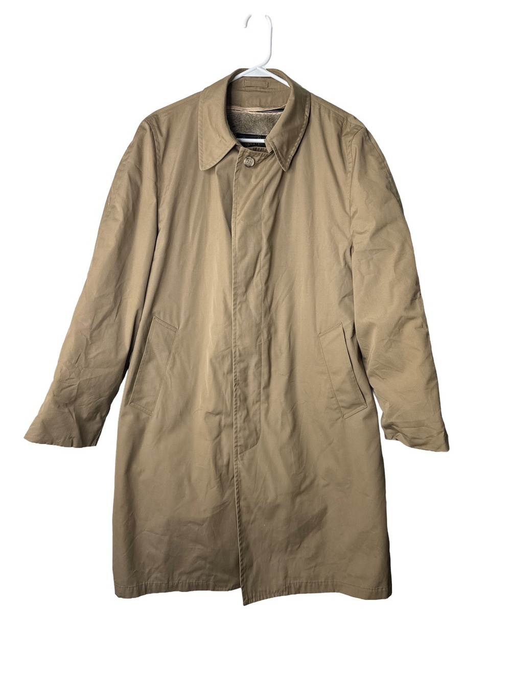 Vintage CLIPPER Mist Tan Men's Trench Coat All Weather 40 Zip Out Liner